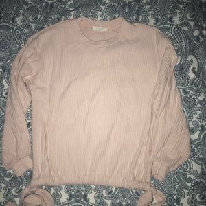 Lulus Lush Blush Pink Ribbed Drawstring Sweater